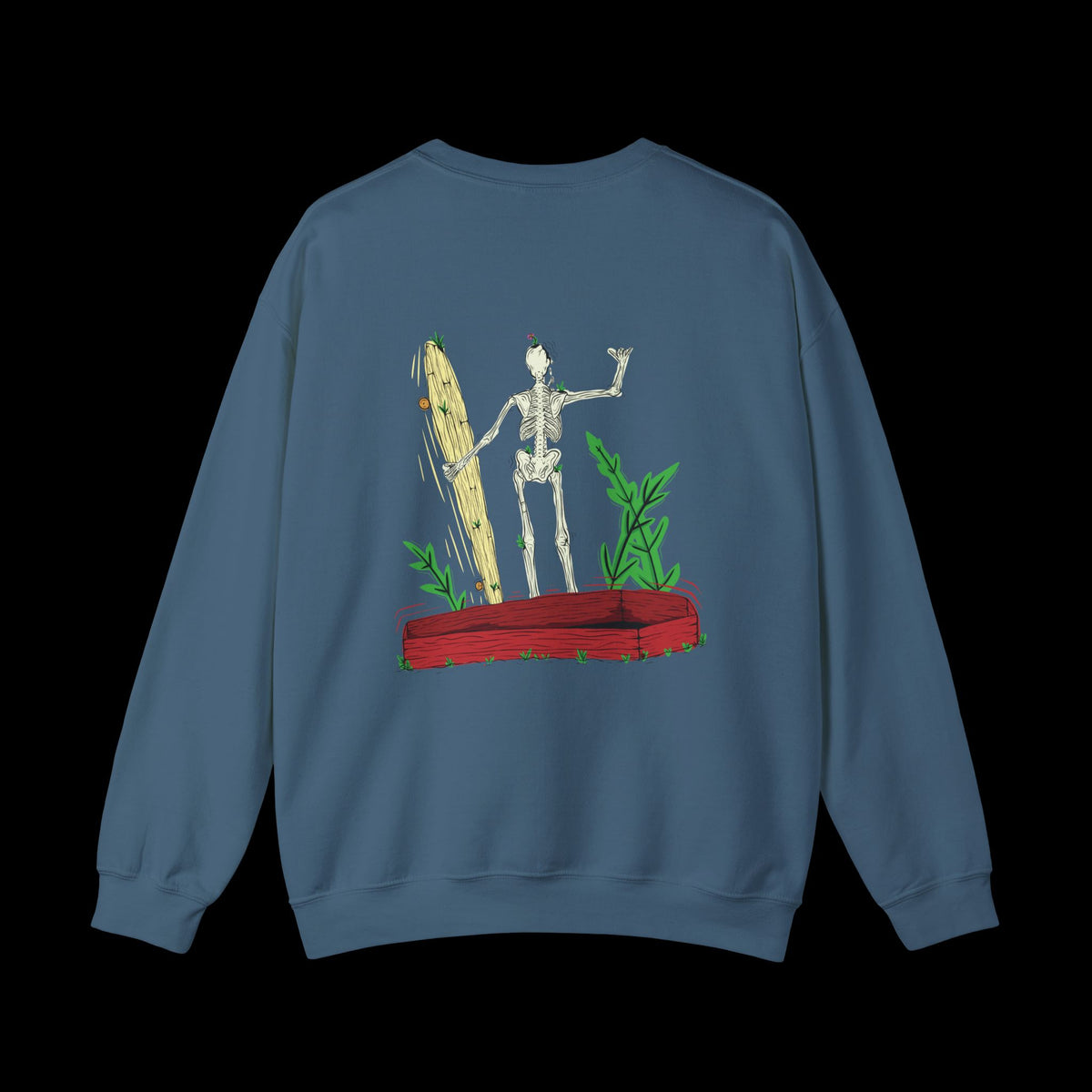 Undead Boarder Crewneck Sweatshirt — Skeleton Graphic Crewneck